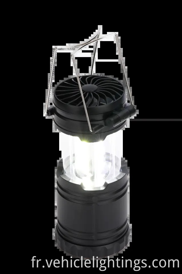LED multi-fonction 2 en 1 lumière de camping rechargeable pliable pour lanterne de ventilateur de tente de camping d'urgence avec crochet suspendu